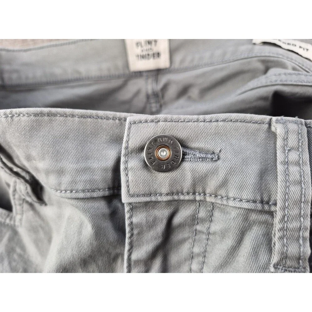 Flint & Tinder 365 Chino Pants Men Sz 32x34 Gray 5-Pocket Tapered Stretch Washed